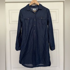{Old Navy} Long Sleeve Chambray Shirt Dress Cotton in Blue - Women's Small